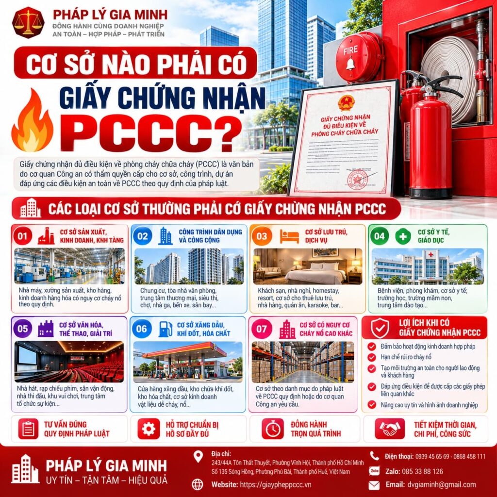 Cơ sở nào phải có giấy chứng nhận PCCC? 1 co so nao phai co giay chung nhan pccc